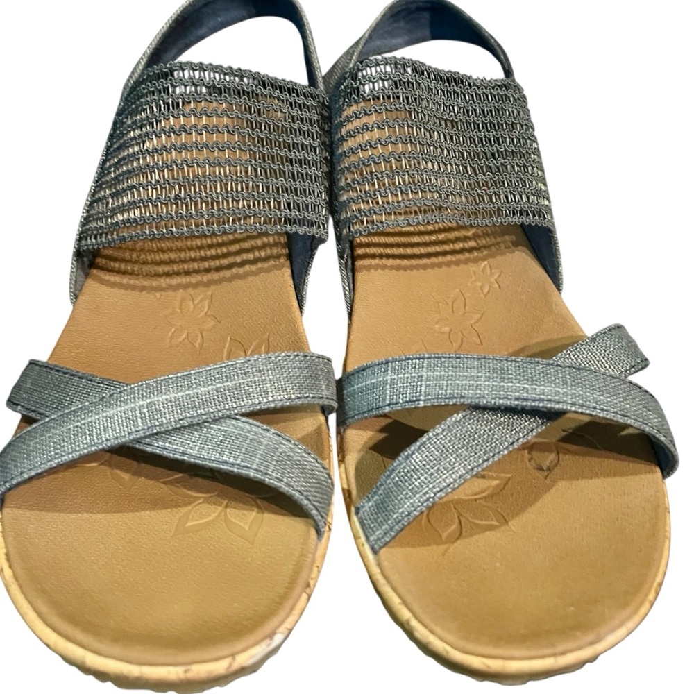 Sketchers denim color fabric wedges size 7